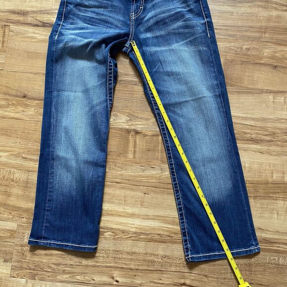 BKE 28 Harper Jeans Dark Wash Blue Denim Cropped Straight Western Cowgirl Rock - Picture 12 of 16